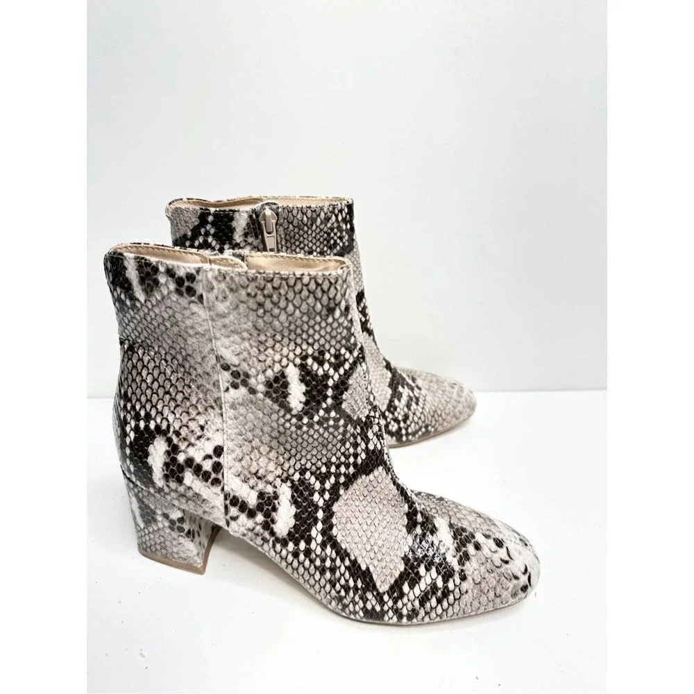 Chinese Laundry Snakeskin Print Block Heel Ankle Boots Grey‎ Black Size 6